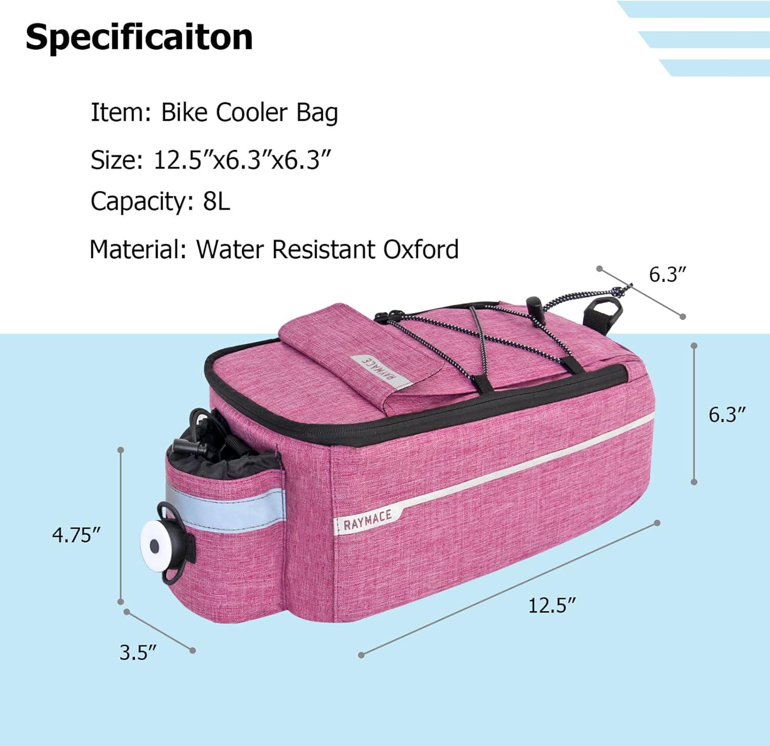 RAYMACE Bike Rear Rack Bag with Tail Light, Bike Truck Cooler Bag for Warm or Cold Items(Violet)