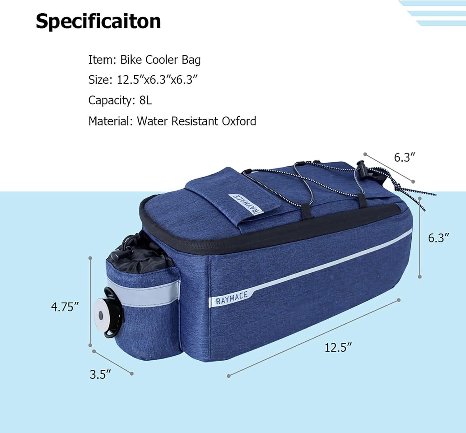 RAYMACE Bike Rear Rack Bag with Tail Light, Bike Truck Cooler Bag for Warm or Cold Items(Navy)