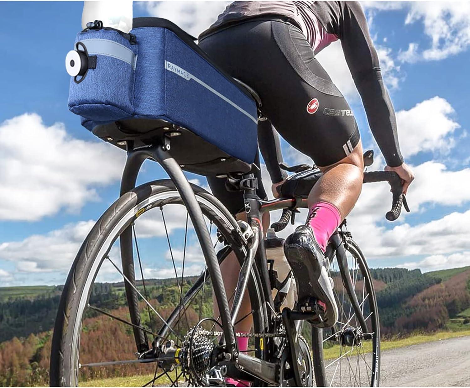 RAYMACE Bike Rear Rack Bag with Tail Light, Bike Truck Cooler Bag for Warm or Cold Items(Navy)