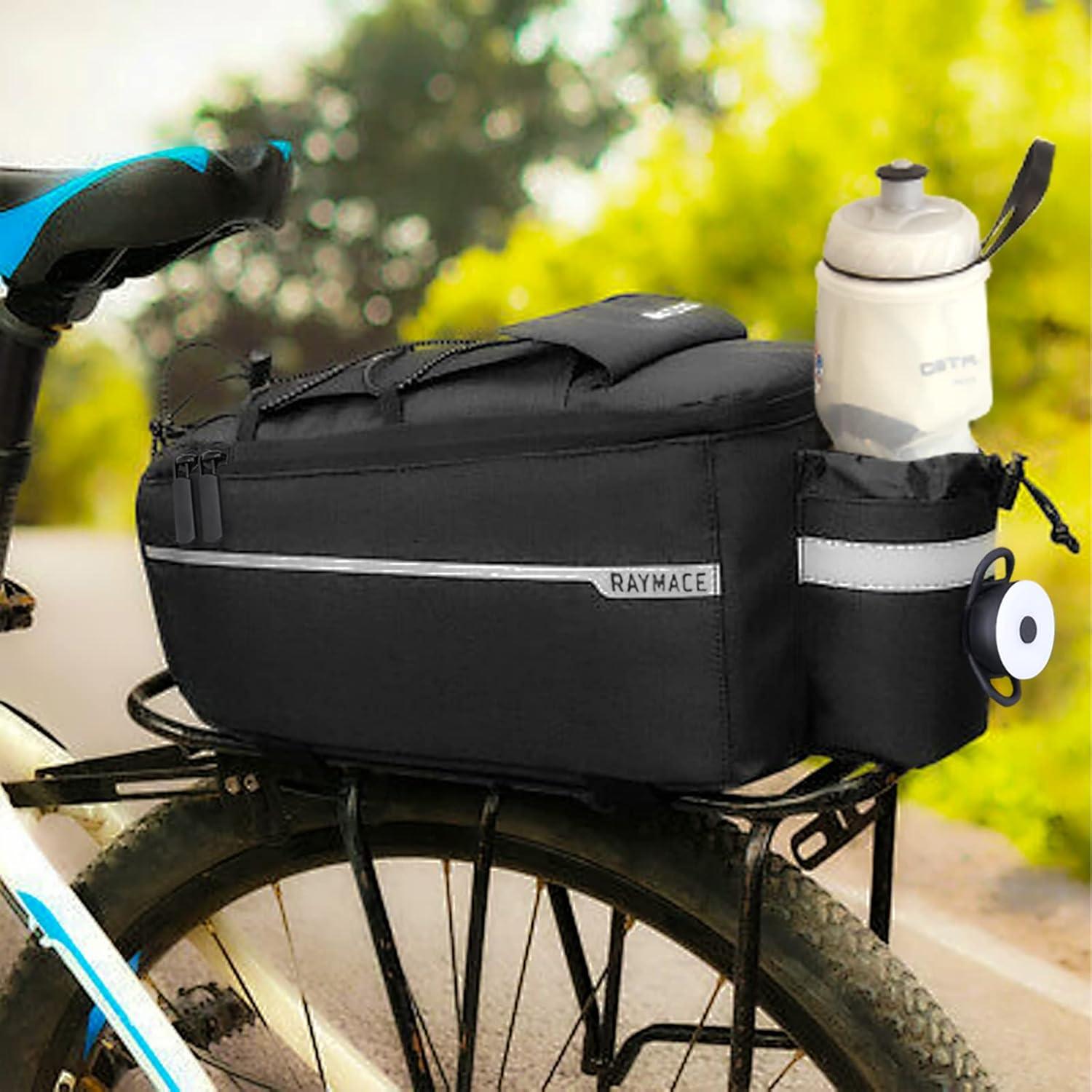 RAYMACE Bike Rear Rack Bag with Tail Light, Bike Truck Cooler Bag for Warm or Cold Items(Black)