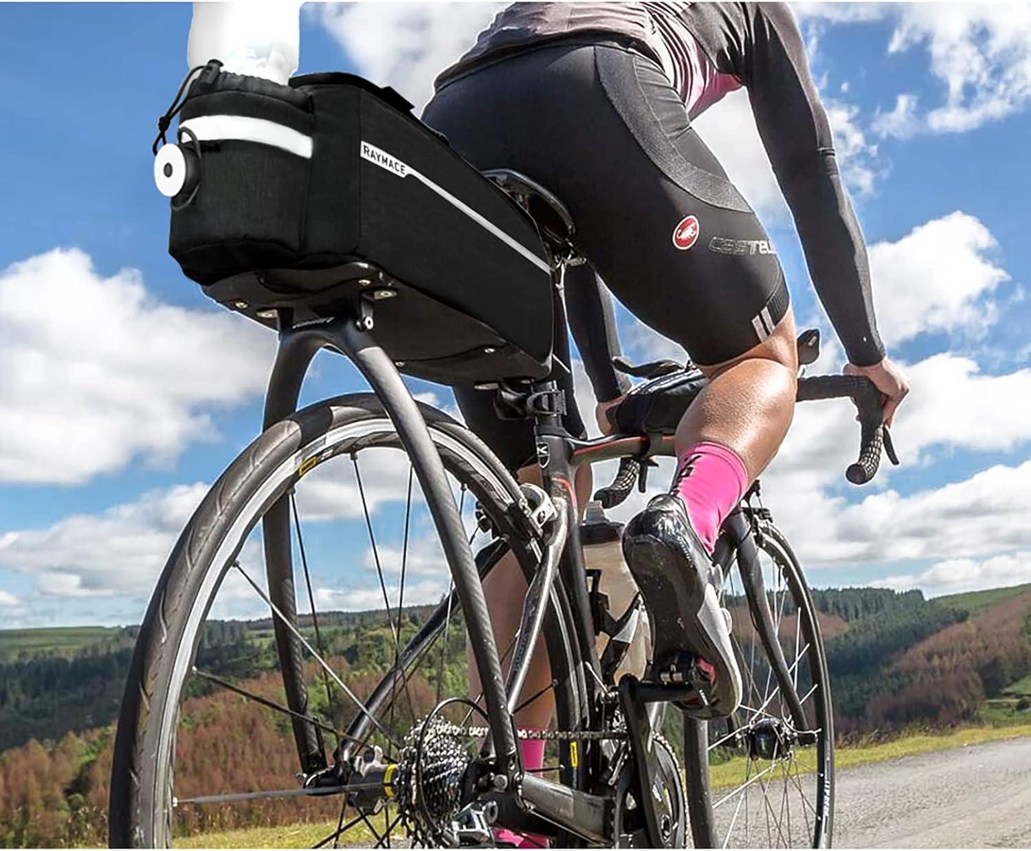 RAYMACE Bike Rear Rack Bag with Tail Light, Bike Truck Cooler Bag for Warm or Cold Items(Black)