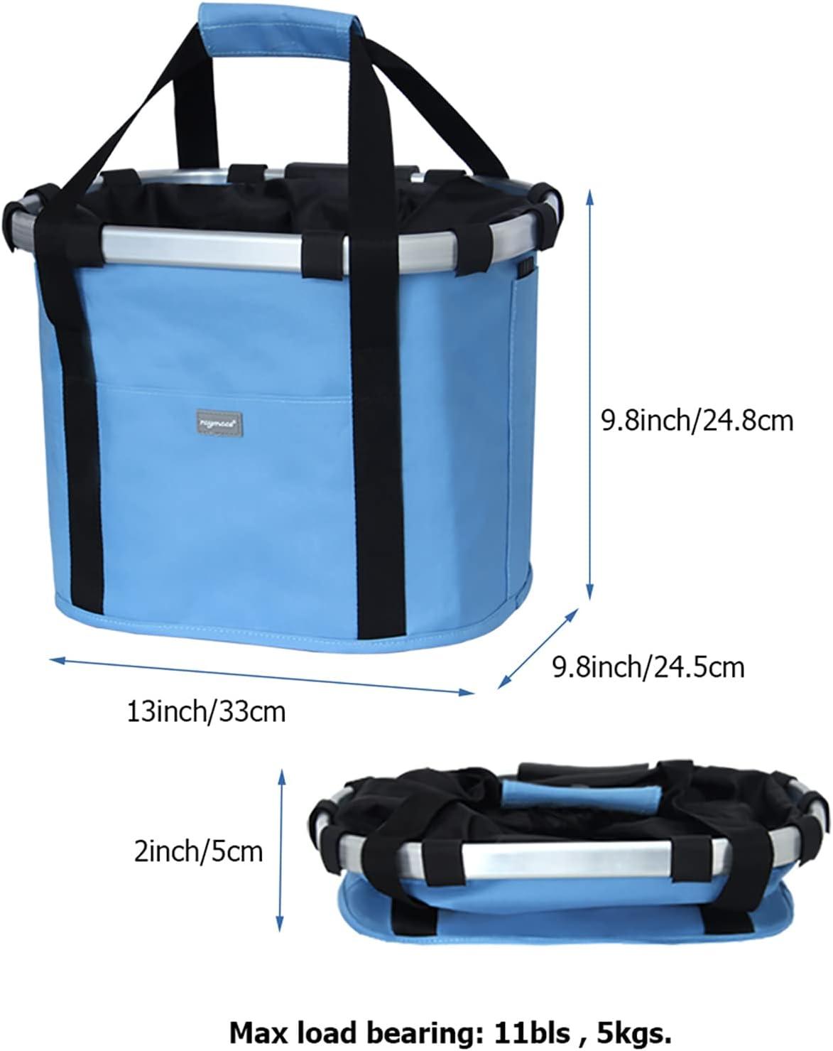 RAYMACE Bicycle Basket Dog Bike Handlebar Basket Front,Folding Detachable Quick Release Easy Install,Cycling Picnic Bag(Blue)