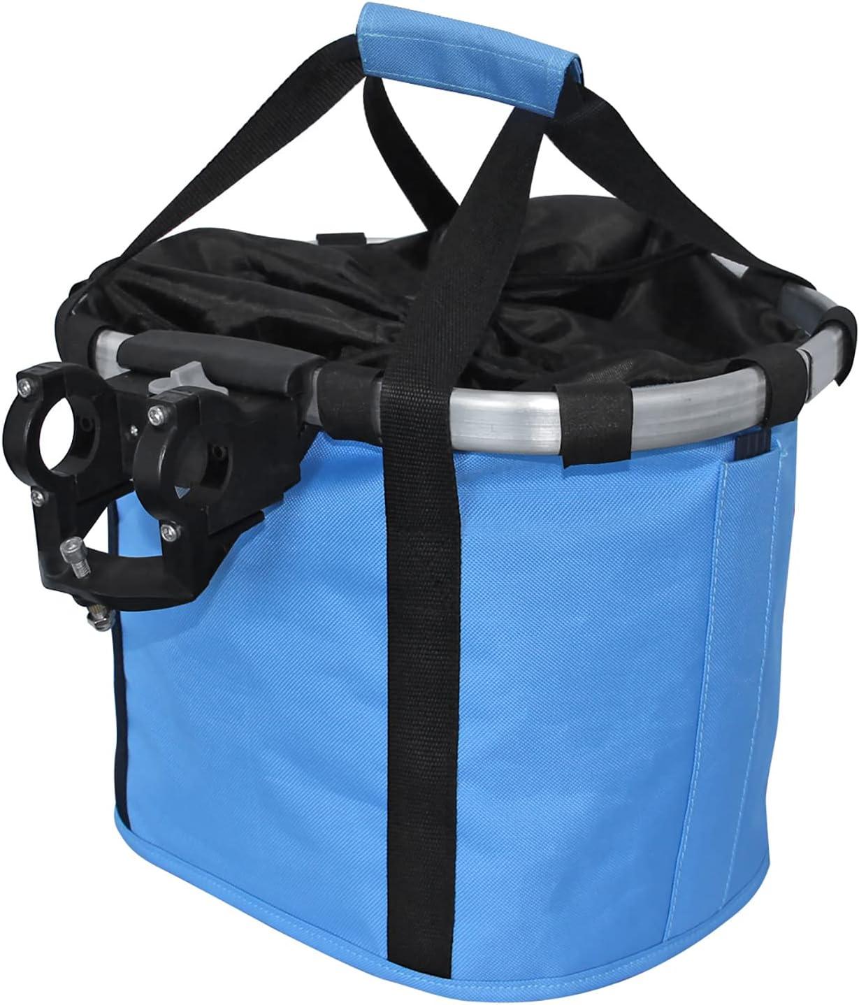 RAYMACE Bicycle Basket Dog Bike Handlebar Basket Front,Folding Detachable Quick Release Easy Install,Cycling Picnic Bag(Blue)