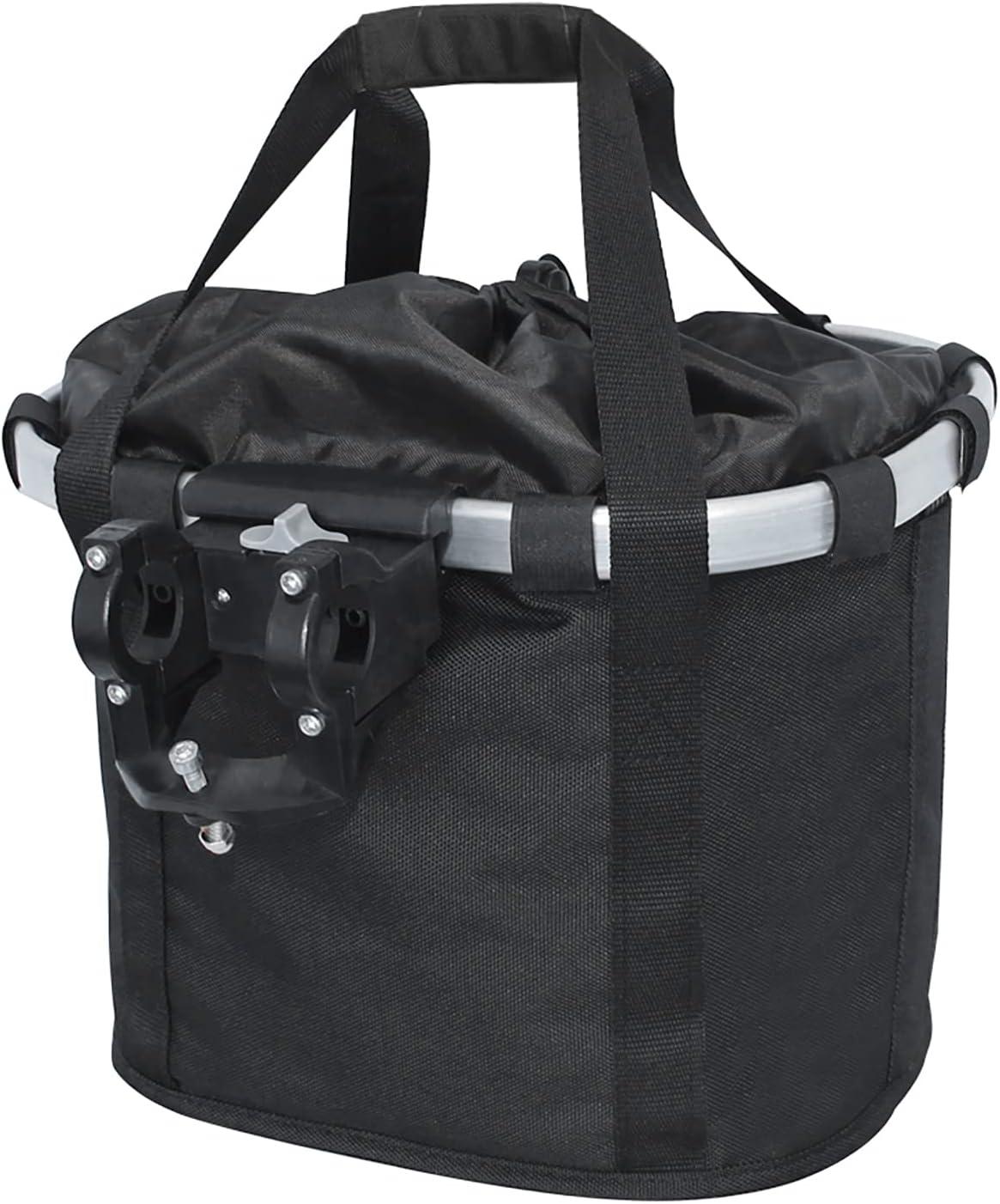 RAYMACE Bicycle Basket Dog Bike Handlebar Basket Front,Folding Detachable Quick Release Easy Install,Cycling Picnic Bag(Black)