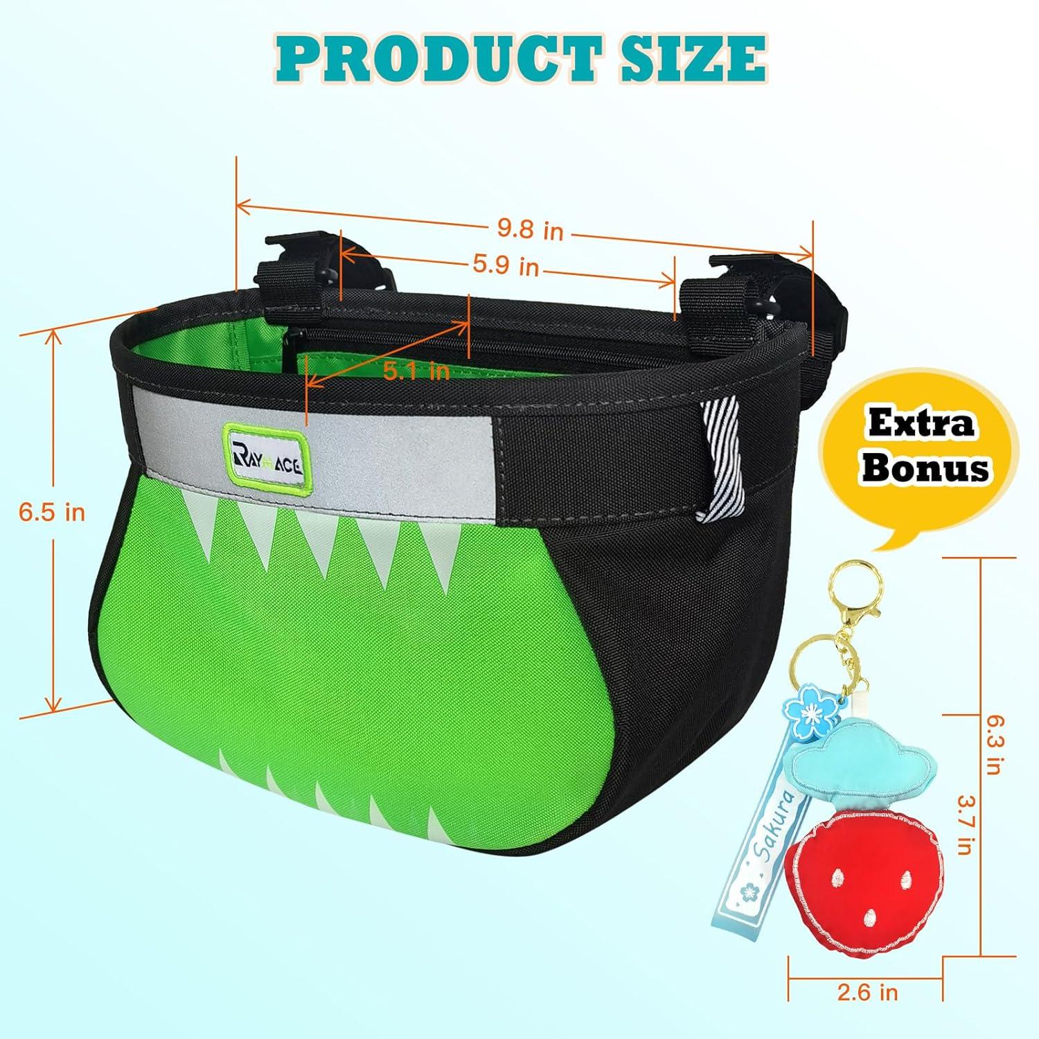 RAYMACE Kids Bike Basket,Children’s Bike Basket Front,Waterproof Bicycle Basket Handlebar Bag for Girls,Boys Toddlers Bike or Scooter Accessories(Viridity)