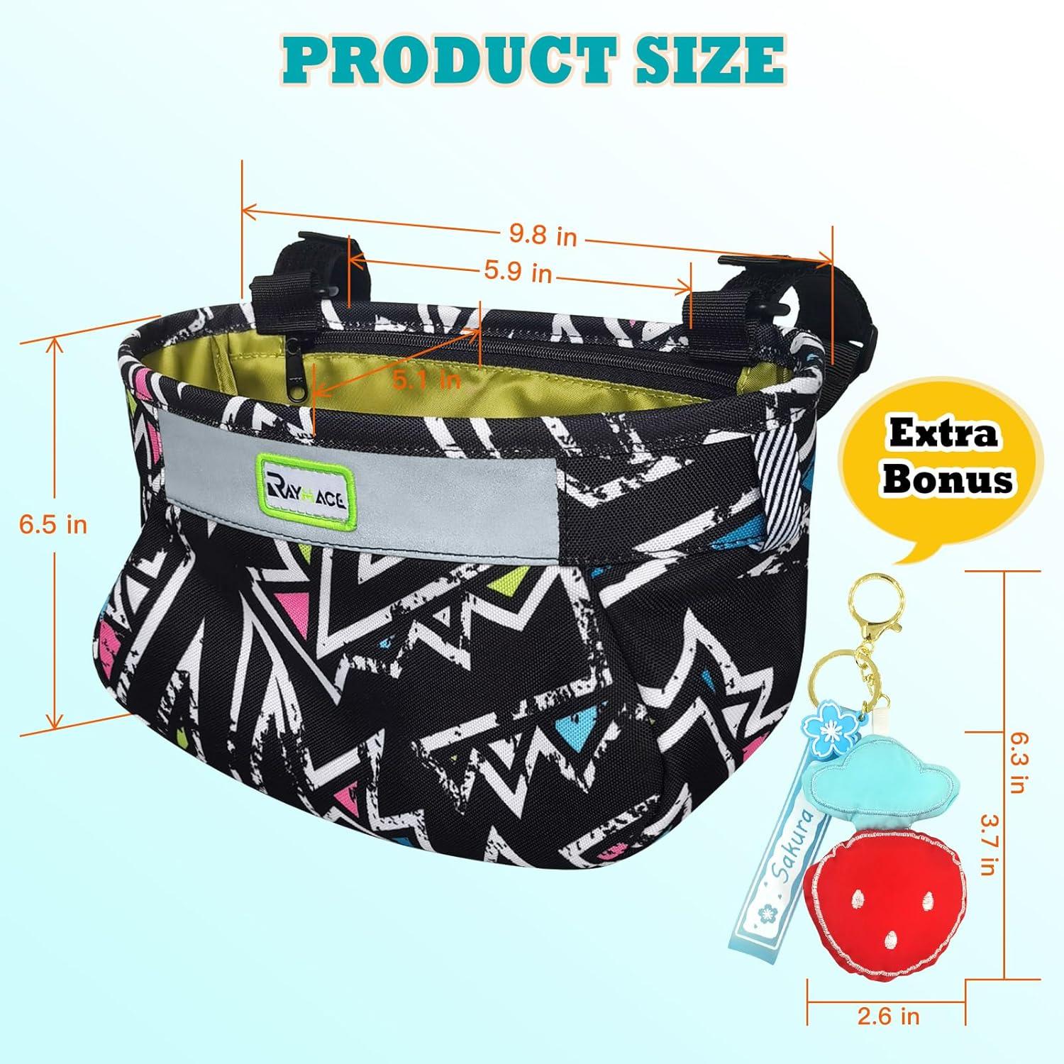 RAYMACE Kids Bike Basket,Children’s Bike Basket Front,Waterproof Bicycle Basket Handlebar Bag for Girls,Boys Toddlers Bike or Scooter Accessories(Black)