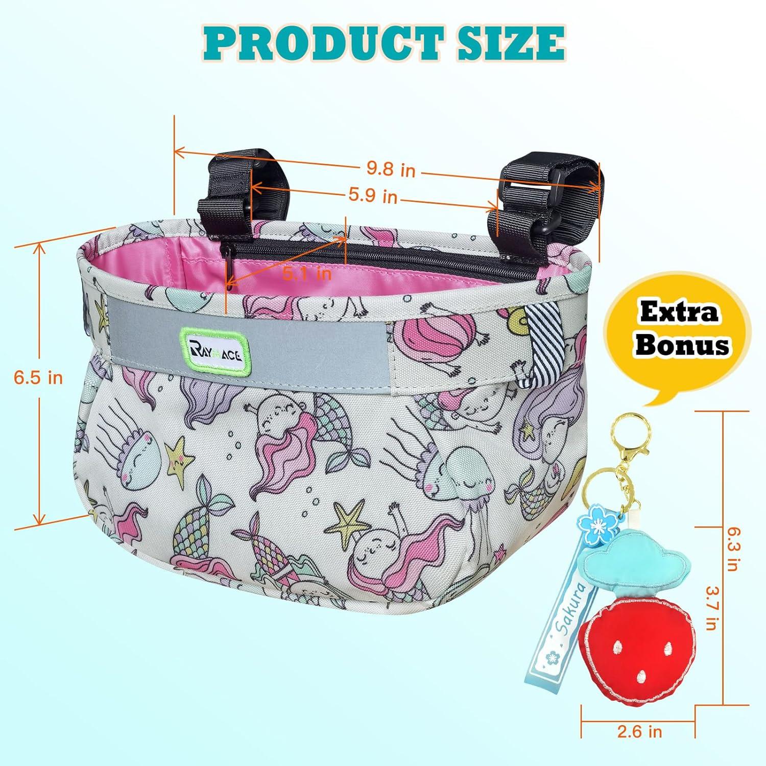 RAYMACE Kids Bike Basket,Children’s Bike Basket Front,Waterproof Bicycle Basket Handlebar Bag for Girls,Boys Toddlers Bike or Scooter Accessories(Mermaid Princess)