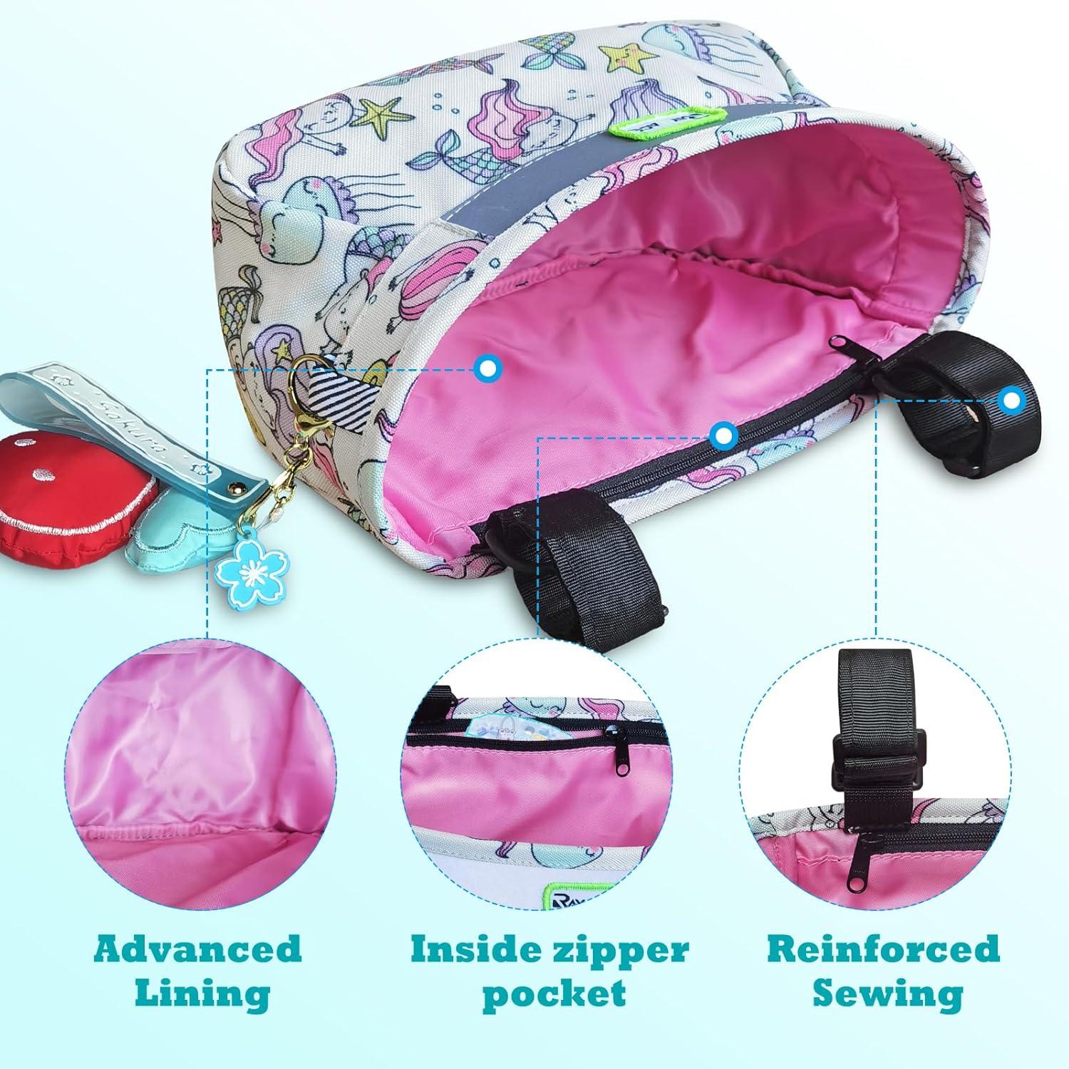 RAYMACE Kids Bike Basket,Children’s Bike Basket Front,Waterproof Bicycle Basket Handlebar Bag for Girls,Boys Toddlers Bike or Scooter Accessories(Mermaid Princess)
