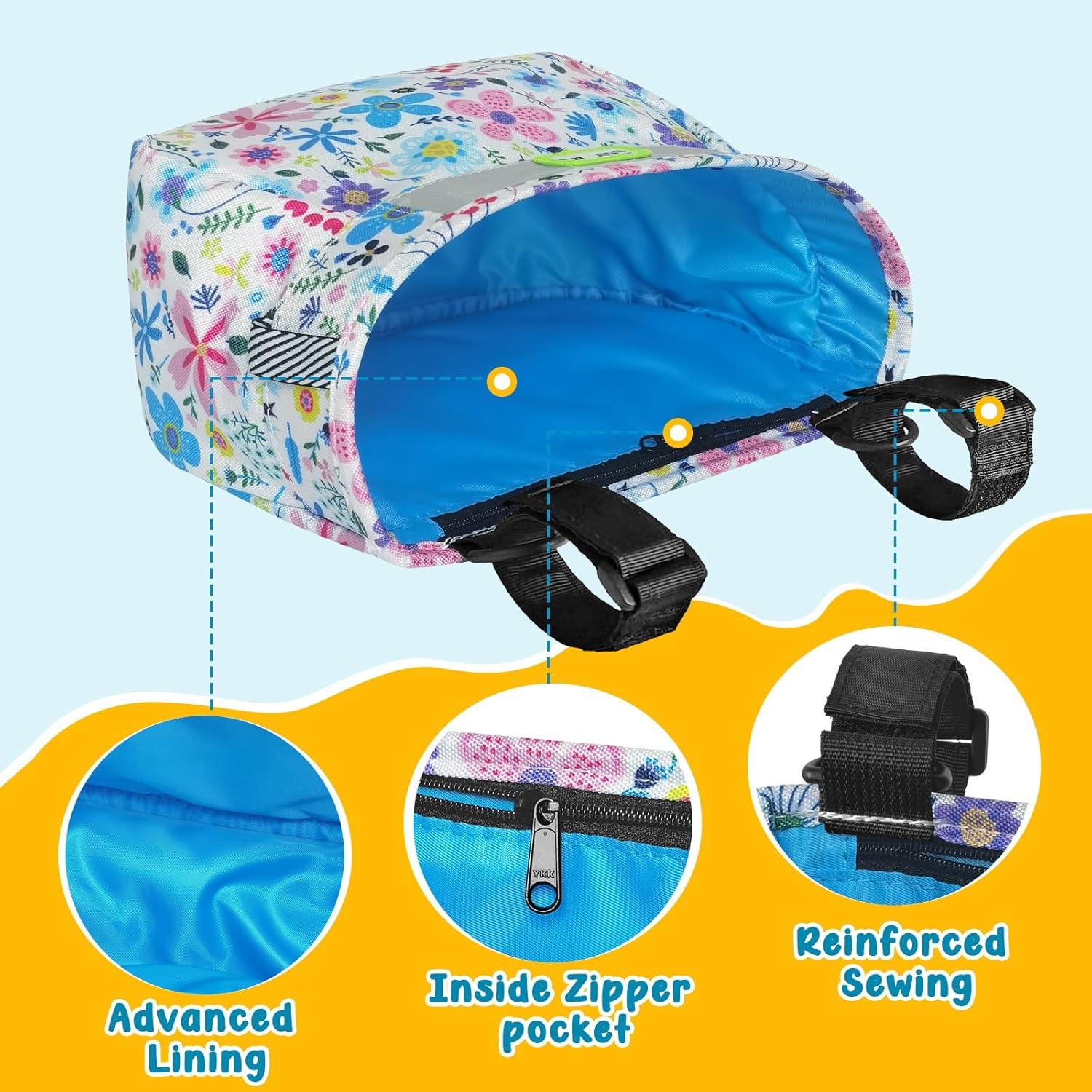 RAYMACE Kids Bike Basket,Front Bike Bag,Waterproof Handlebar Bicycle Basket for Girls Boys, Toddlers Bike or Scooter Accessories(blue flower)