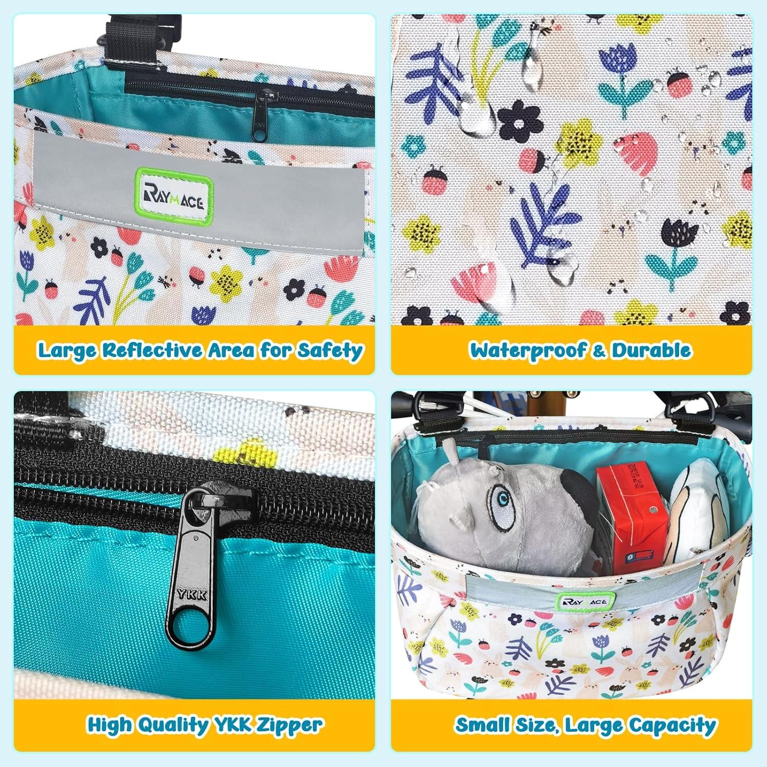 RAYMACE Kids Bike Basket,Front Bike Bag,Waterproof Handlebar Bicycle Basket for Girls Boys, Toddlers Bike or Scooter Accessories(beige rabbit)