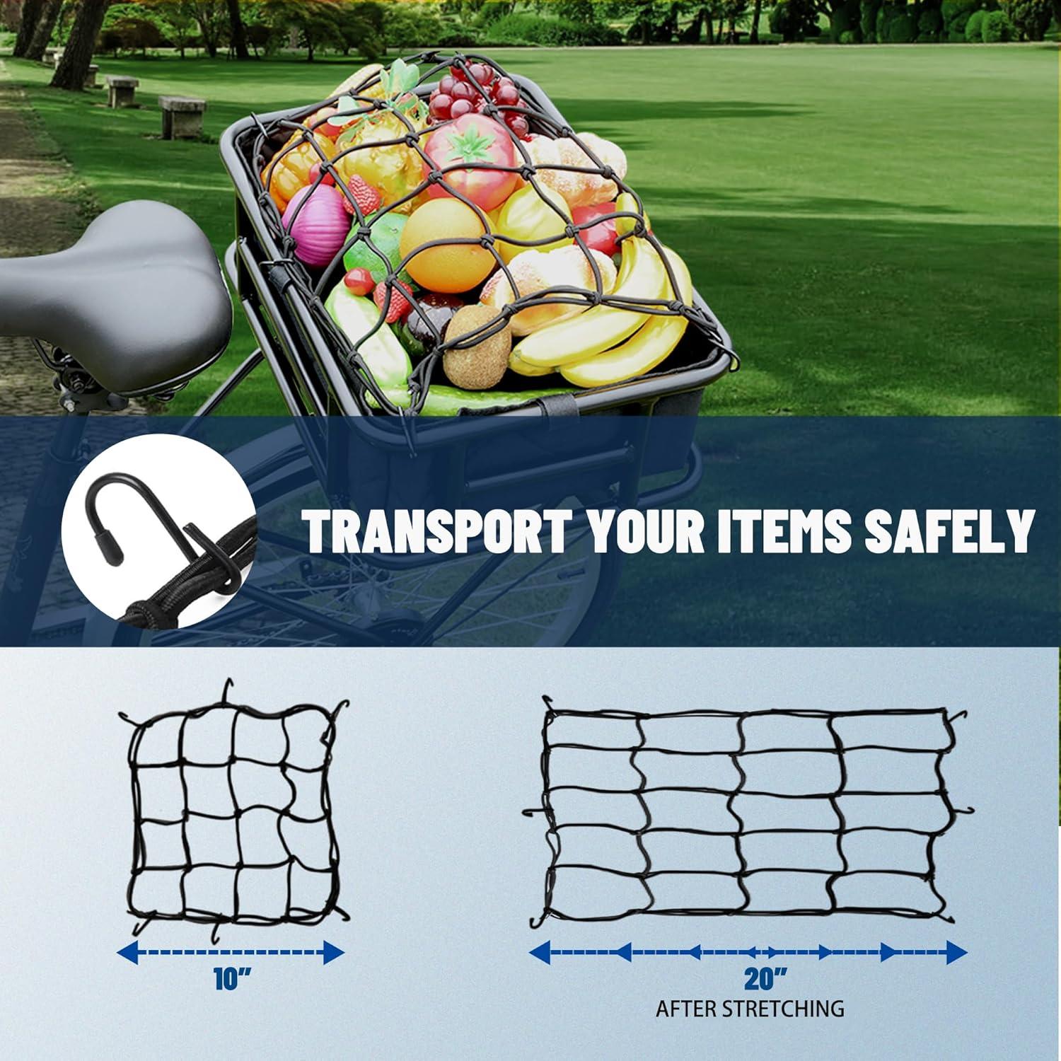 RAYMACE Bike Basket Liner & Cargo Net, Reusable Thickened Lining Bicycle Basket Accessory Fits Most Bikes and E-Bike Baskets(12.6″ * 11.5″ * 5″)
