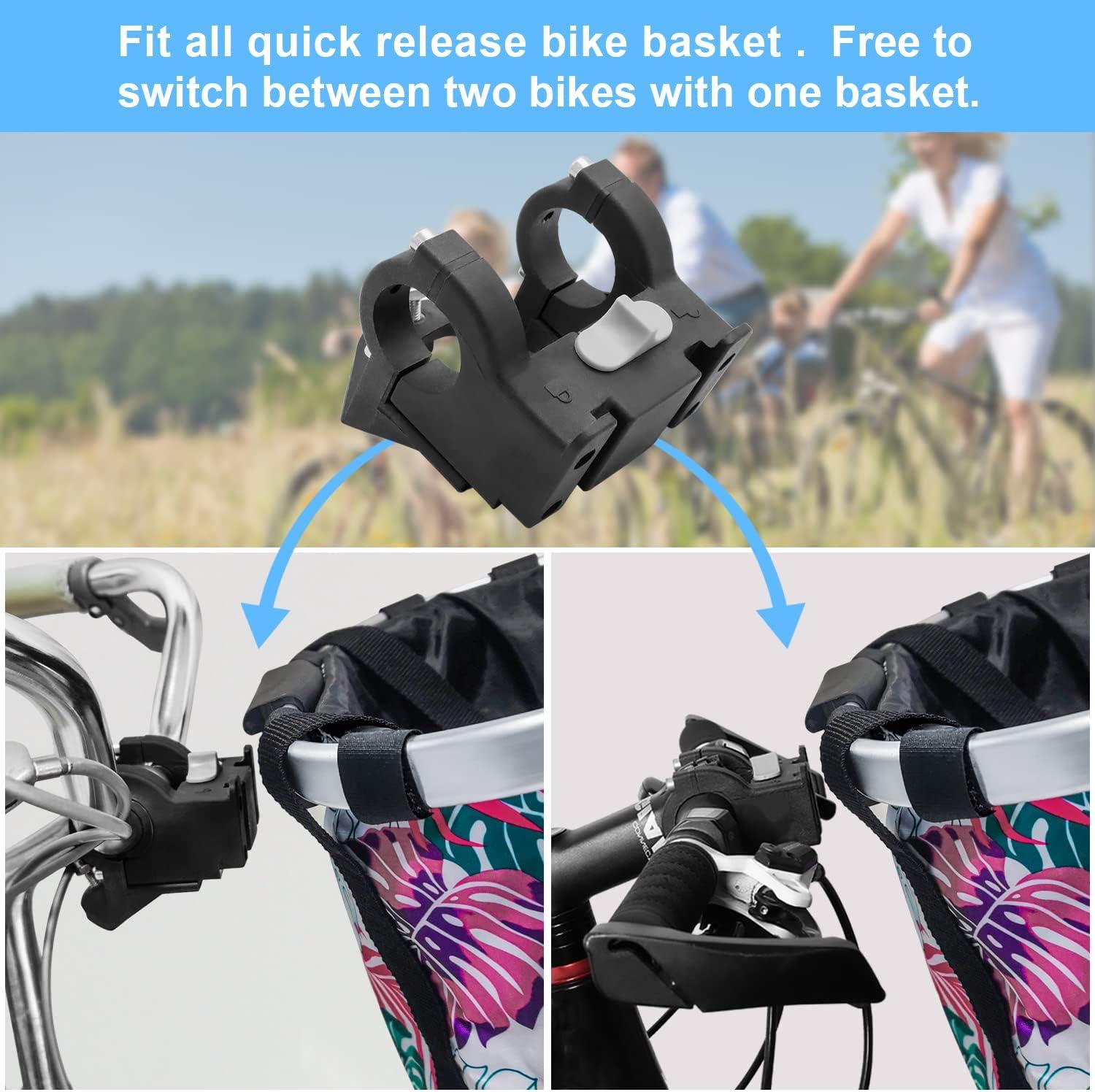 RAYMACE Bike Basket Adapter,Quick-Release Bicycle Basket Mounting Bracket Handlebar Accessories