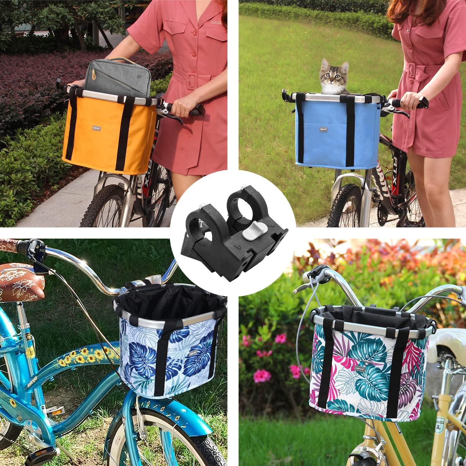 RAYMACE Bike Basket Adapter,Quick-Release Bicycle Basket Mounting Bracket Handlebar Accessories