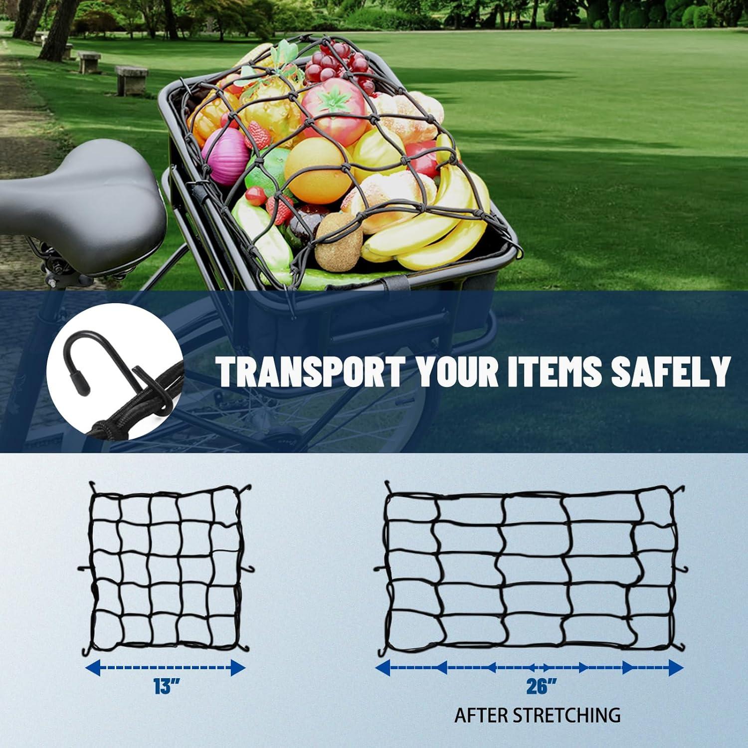 RAYMACE Bike Basket Liner & Cargo Net, Reusable Thickened Lining Bicycle Basket Accessory Fits Most Bikes and E-Bike Baskets(16.5″ * 11.8″ * 5″)